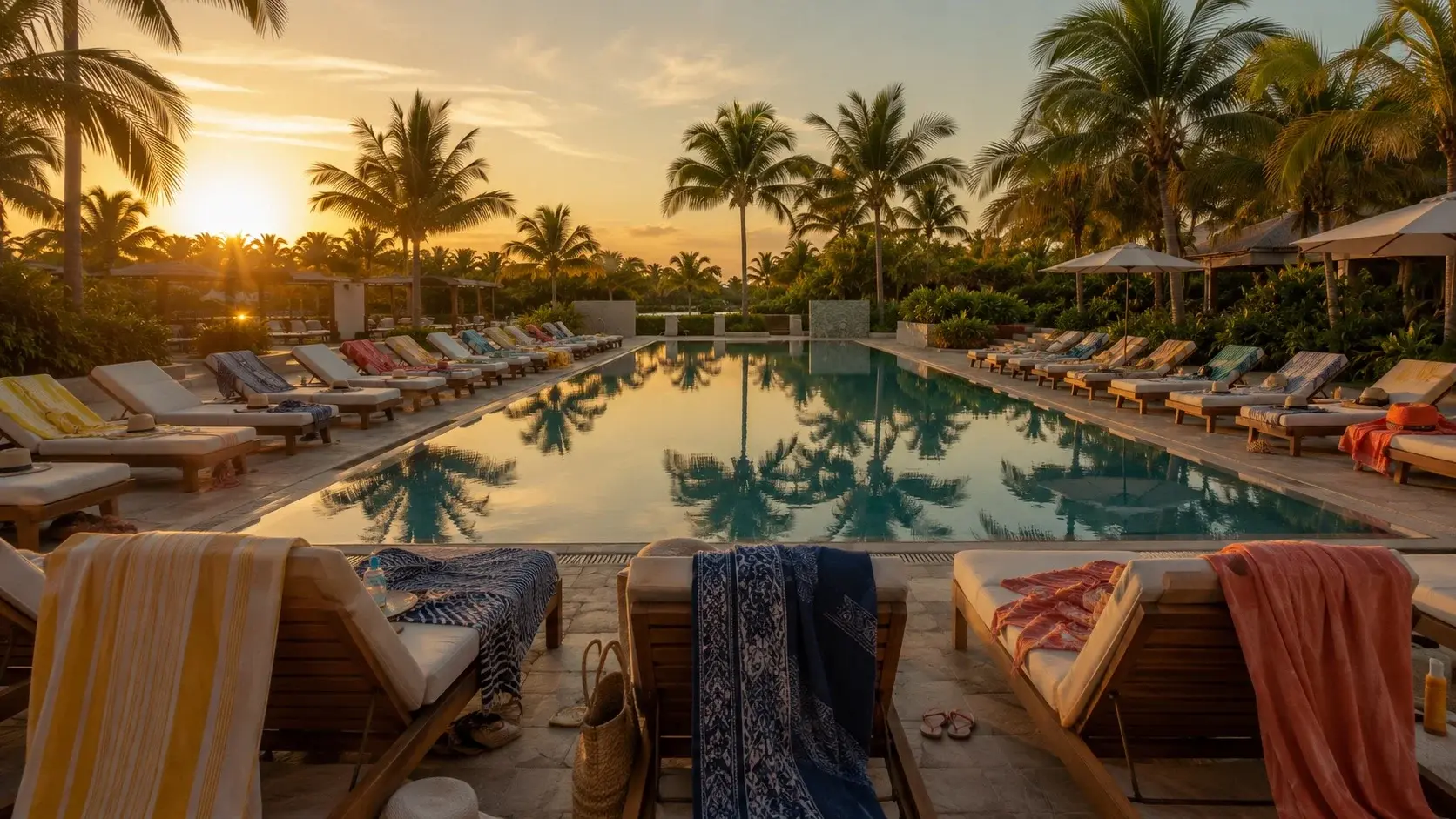 Baan Talay Resort pool at sunset